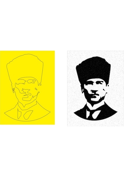 Mustafa Kemal Atatürk Kalpaklı 10 Adet Büyük Boy A4 Kum Boyama Kartı Seti-red Castle Kb-rc-110