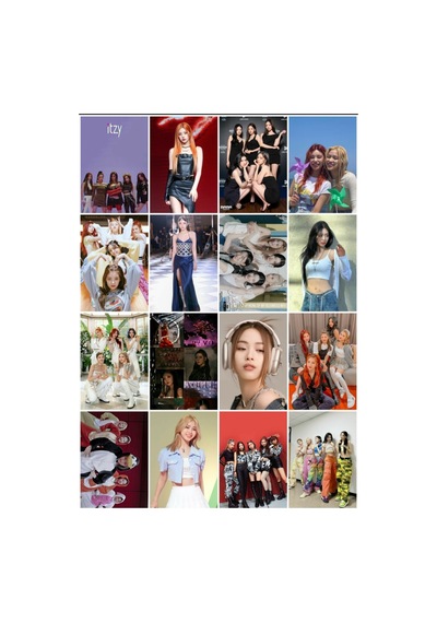 Kpop - İtzy Grubu Desenli 4 No Tasarım 16' L Fotokart Seti