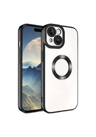 Apple Uyumlu iPhone 15 Kamera Korumalı Logo Gösteren Zore Omega Kılıf-siyah Siyah