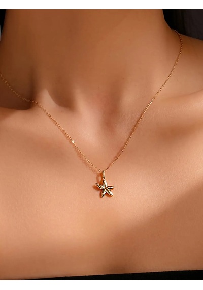 Seastar Işıltılı Yıldız Minimal Kadın Gümüş Kolye Altın