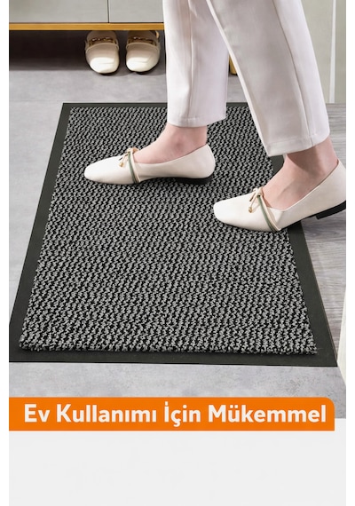 Nem Alıcı Kapı Önü Paspası 60x40 Cm %100 Polipropilen Pvc Kaymaz Taban İç & Dış Mekân Gri