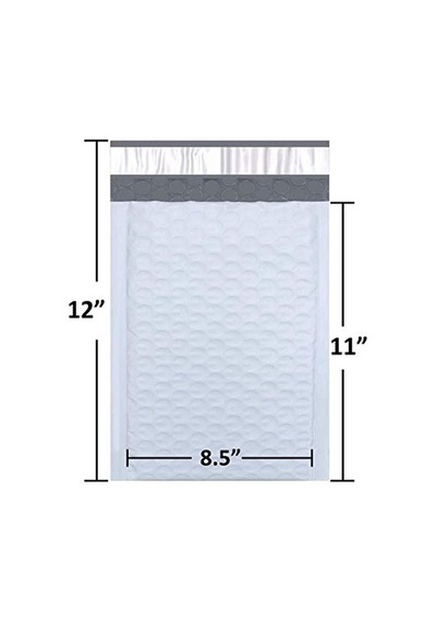 Poly Bubble Mailers 20 5 X 30 5 Cm Dolgulu Zarf Postası Su Geçirmez 50'li Paket Pbm8512-50 Beyaz