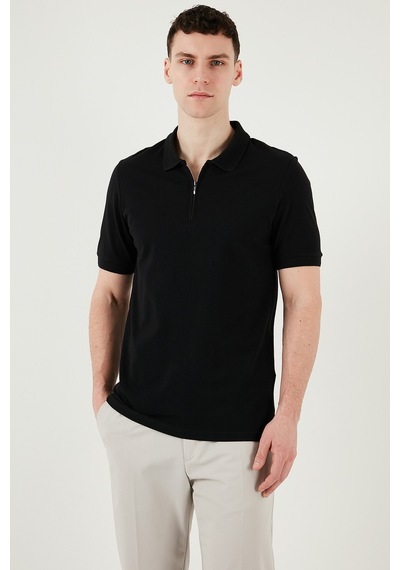 Buratti Pamuklu Regular Fit Yarım Fermuarlı Erkek Polo Yaka T Shirt 5903008 Siyah