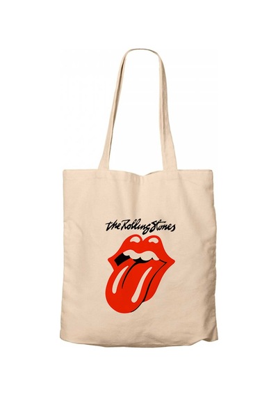 The Rolling Stones Logo Krem Fermuarlı Bez Çanta Gabardin