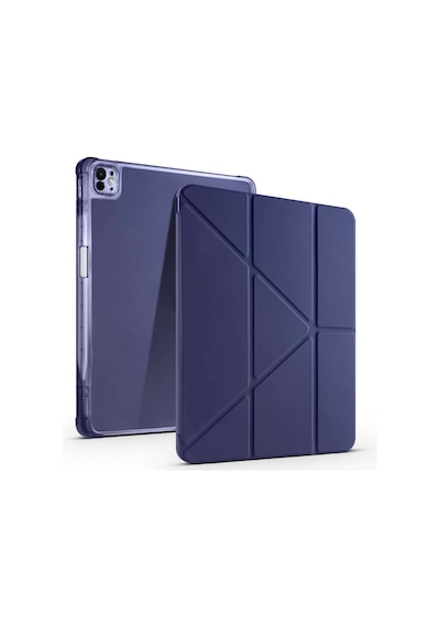 Ennar Apple Uyumlu iPad Air 13 İnç 2024 Üçgen Standlı Kalem Bölmeli Uyku Modlu Tablet Kılıfı+tablet Kalemi Tablet Kılıfı