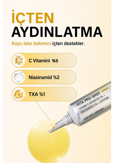 Vita Pro Shot - %5 C Vitamini, Kafein, Niasinamid, Txa 20ml