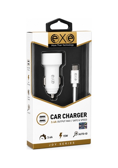 Exe 15w Çift Usb Araç Şarj Adaptörü Micro Usb Kablolu Hızlı Şarj Seti