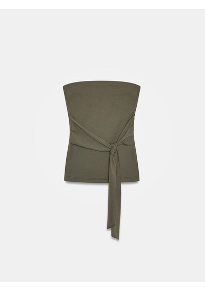 Dilvin 32841 Bağlamalı Bandeau Top-haki