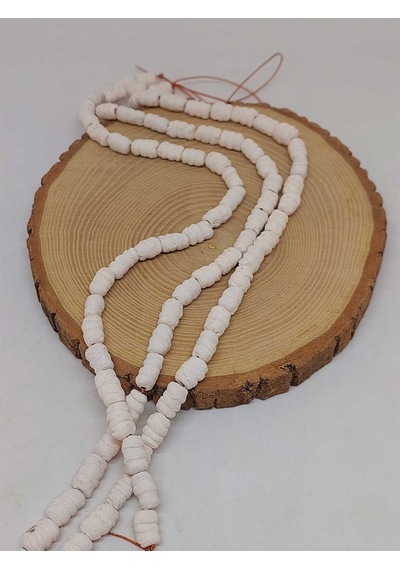 Beyaz Tırtıklı Mat Seramik Boncuk Dizi 10-12mm/33cm 54214 Çok REnkli