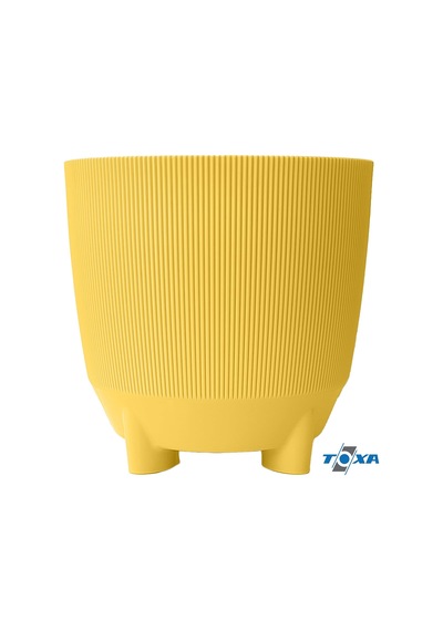 Luna Saksı Çizgili Dekoratif Ayaklı 4 Adet, Karışık, 5 Litre