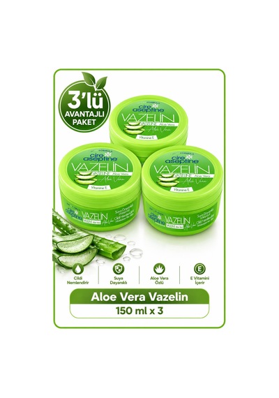 Cire Aseptine Vazelin Aloevera 150 Ml 3 Adet