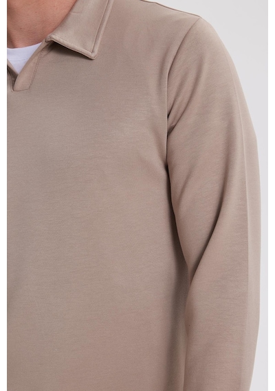 Tudors Erkek Relax Fit Rahat Kesim Polo V Yaka Vizon Sweatshirt-41924 Vizon