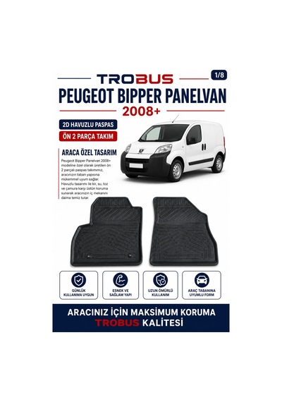 Trobus Peugeot Bipper Cargo 2008 Ve Sonrası 2d Havuzlu Paspas 2 Parça