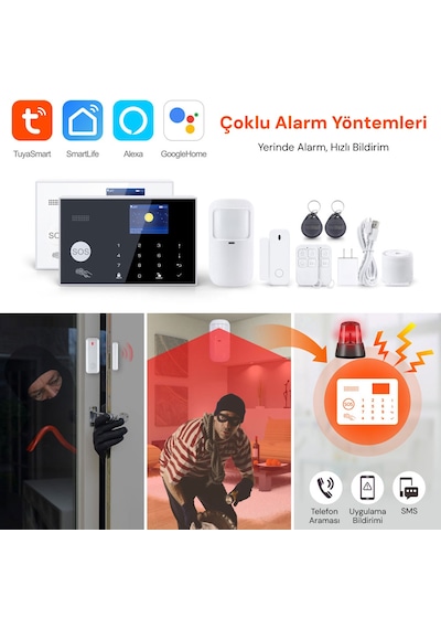 Yeco Sas-10 Akıllı Alarm Güvenlik Sistemi - Wifi & 4g Gsm Bağlantısı, Hareket Sensörü Ve Mobil Uyumlu
