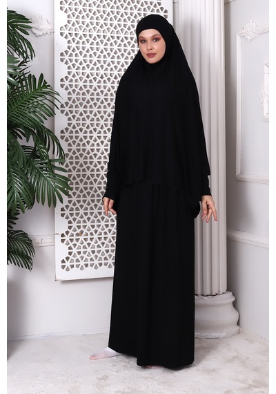 2 Parça Pratik Namaz Elbisesi 8016 Siyah