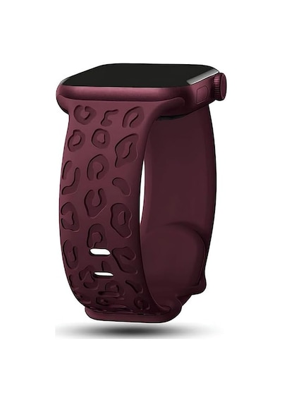 Apple İle Uyumlu Watch 11 10 42mm 6 7 8 9 10 Se Uyumlu 38-40-41mm Leopar Desenli Silikon Kordon