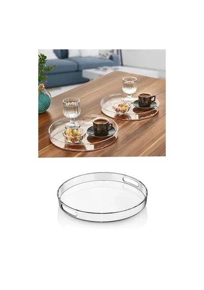 Yuvarlak Tepsi Füme Şeffaf Royaleks-82930 Açık Bej