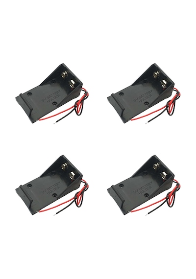4lü Paket 9 Volt Piller İçin Yatak Pil Yuvası 9v - 14cm Kablo