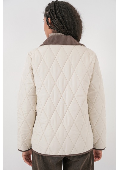 Bigdart Kadın Kapitone Oversize Mont 5226 - Ekru Kahve Çok Renkli