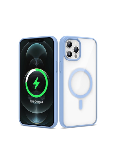 Zore Apple iPhone Uyumlu 12 Pro Max Kılıf Magsafe Wireless Şarj Özellikli Silikon Omsy Ege Kapak - Açık Mavi