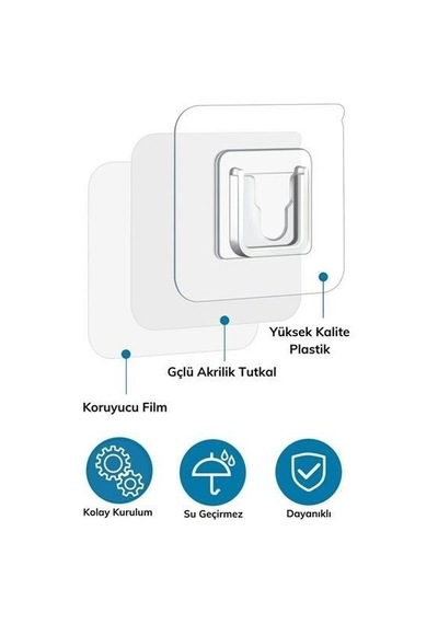 Çift Taraflı Yapışkanlı Geçmeli Klips 10 Adet Eşya Sabitleme Askısı Şeffaf Duvar Kancası - Mm82yt2268yu