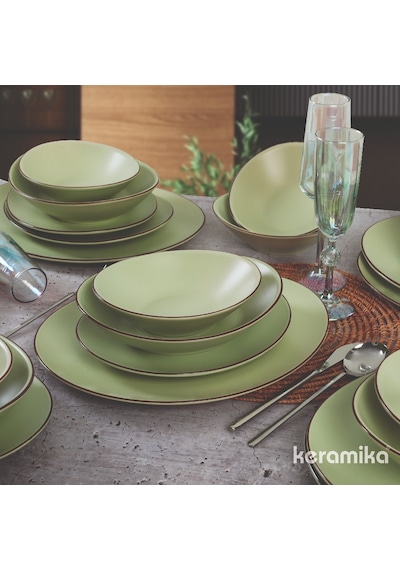 Keramika Takım Yemek Stella 6 Kişilik 24 Parça Mat Yeşil