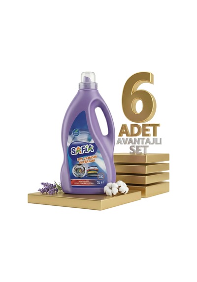 Safia Bitkisel Sıvı Çamaşır Makine Deterjanı Renkliler 6x3 Lt 3 L