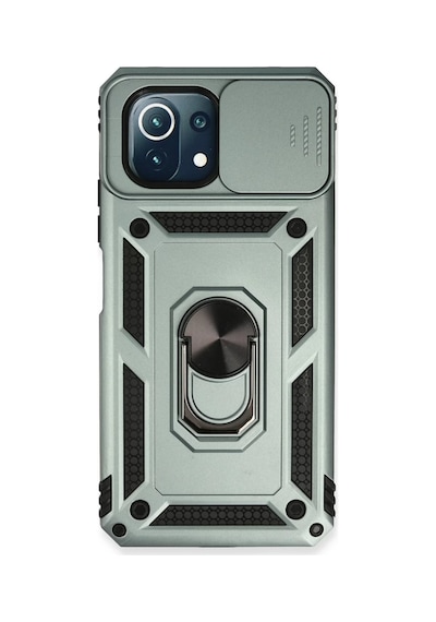 Xiaomi Mi 11 Lite Uyumlu Kılıf Pars Lens Yüzüklü Silikon - Yeşil