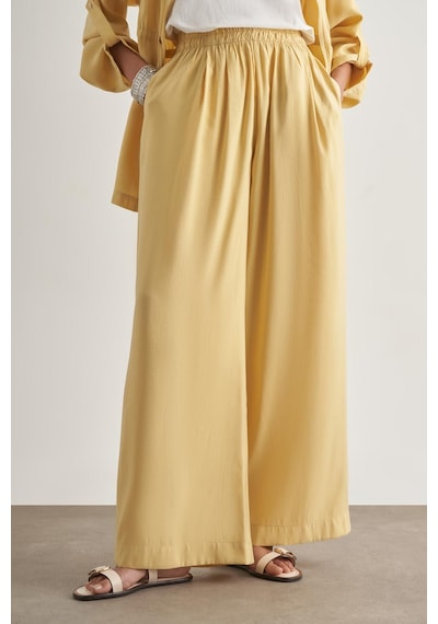 Mizalle Modal Karışımlı Rahat Kesim Beli Lastikli Sarı Pantolon Sarı