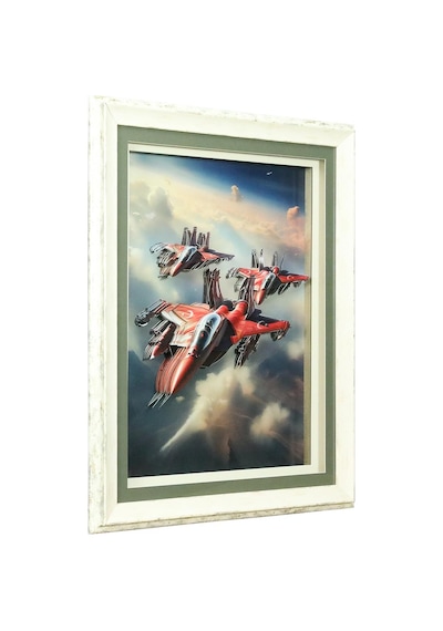 E38 El İşçiliği F16 Uçaklar Kağıt Rölyef Tablo 66x86 Cm - 6346