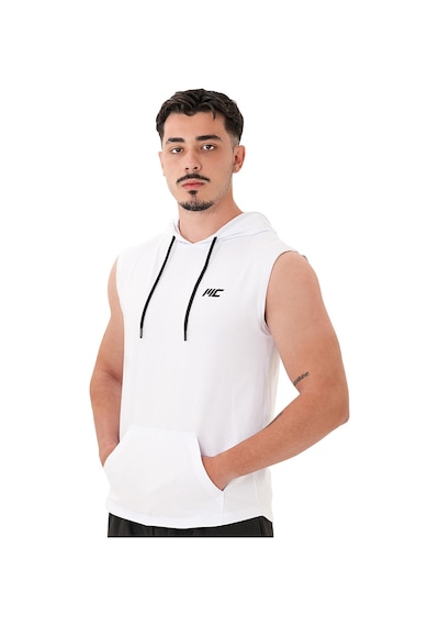 Musclecloth Training Kapüşonlu Kolsuz T-shirt Beyaz Beyaz