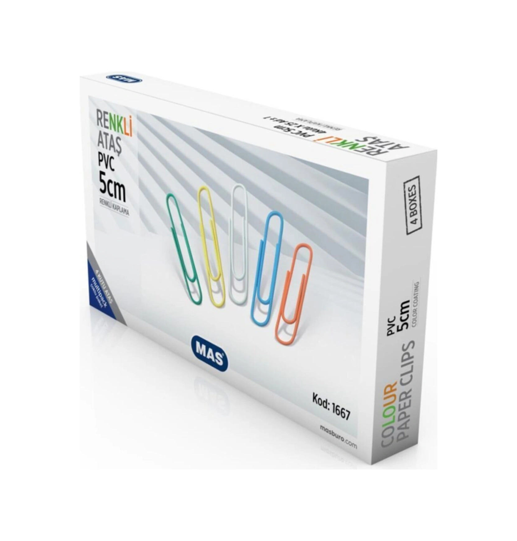 Multipack Renkli Dev Ataş Pvc Kaplı Ataç 50 Mm 4 Kutu