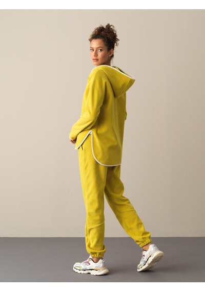 Xint Sarı Oversize Kapüşonlu Polar Sweatshirt 400525