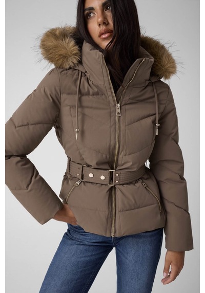 Guess Kısa Kemerli Şişme Kahverengi Kadın Mont W6bl58w4197-a11q