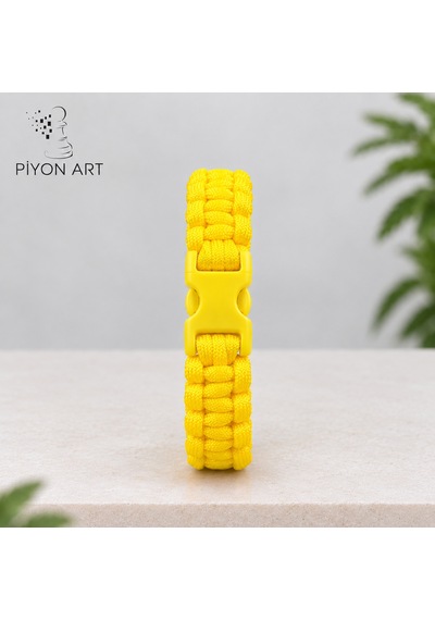 Piyonart El Yapımı Sarı Paracord Paraşüt İpi Erkek / Unisex Bileklik - Plastik Klipsli Outdoor Survi