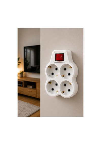 Kablosuz Duvar Tipi 4 Lü Priz Çoğaltıcı Açma Kapama Anahtarıyla Belirtilmemiş 1 - 10 M
