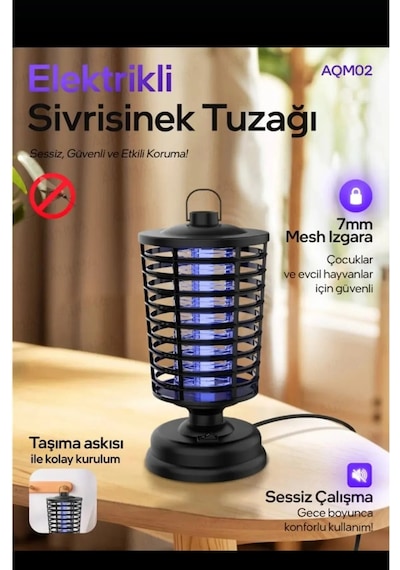 Elektrikli Sineklik Sivrisinek Kovucu Yakalama Cihazı Sinek Kovucu Cız Lamba Mor Işık