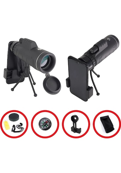 Skypal St-201m 40x60 Monoküler Tripodlu Dürbün Taşıma Çantası Ve Mobil Aparat Siyah