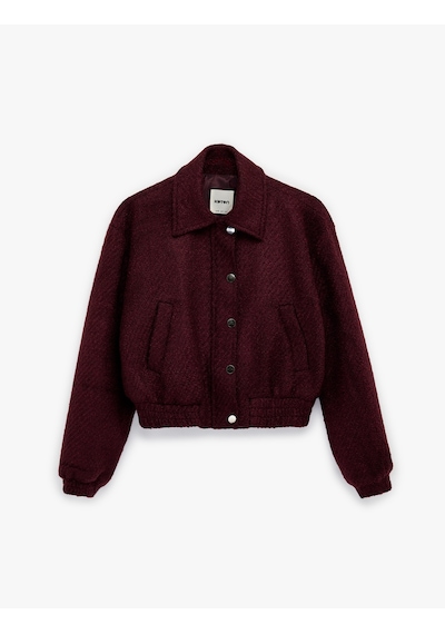 Koton Uzun Kollu Fermuarlı Cepli Tüvit Bomber Ceket Bordo 6sak50045pw Bordo