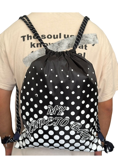 Mygeppetobag Suya Dayanıklı Kaliteli İmperteks Kumaş İpli Sırt Çanta Siyah