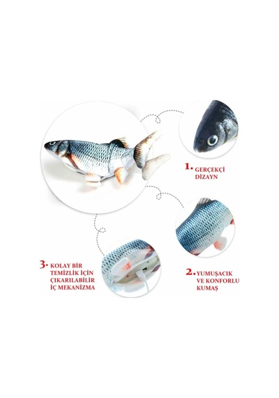 10 x 30 CM Dans Eden Balık Şarj Edilebilir Kedi Oyuncağı