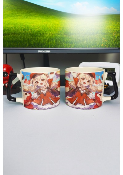 Klee Genshin İmpact Baskılı Seramik Lüks Kupa 1 Adet Özel Siyah Kulp Dalga Kulp V3d Çok Renkli
