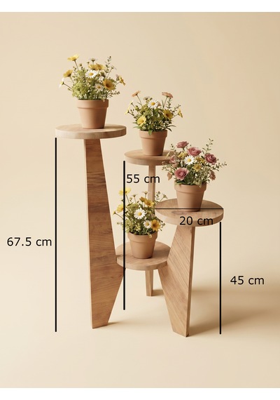 Saksılık Çiçeklik Rafı 4 Katlı Saksı Standı Mdf Atlantik Çam
