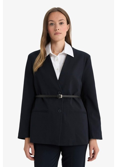 Defacto Regular Fit Ceket Yaka Blazer Ceket F6104ax25aunv243 Lacivert