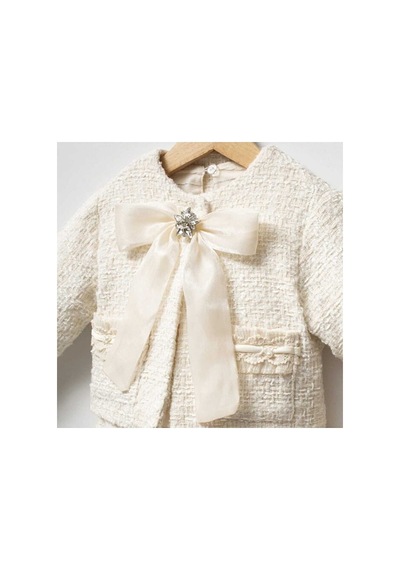 Ministok Ivory Elegance Kız Çocuk 3'lü Tüvit Takım Bluz, Ceket Ve Etek Ekru