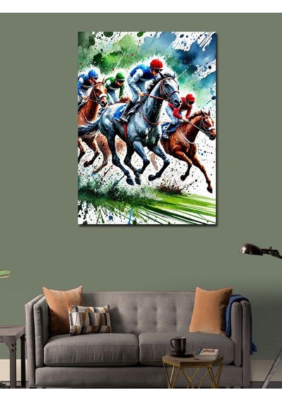 Kanvas Tablo Yarış Atları Ve Jokeyler 50cmx70cm