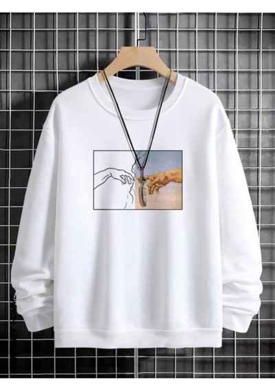 Altamira Erkek El Baskı Bisiklet Yaka Sweatshirt 001
