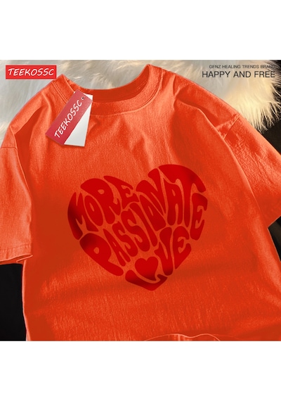 Startmore Y2k Vintage Tişört Tee Daha Tutkulu Aşk Baskı Turuncu