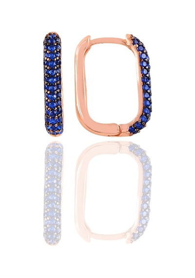 Gümüş Rose Safir Taşlı Trend Küpe.