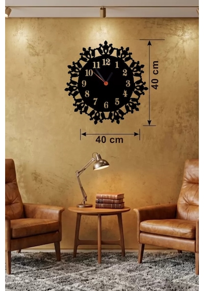 Mey İthalat Klasik Floral Desenli Ahşap Duvar Saati - 40x40 Cm Vintage Tasarım Çok Renkli